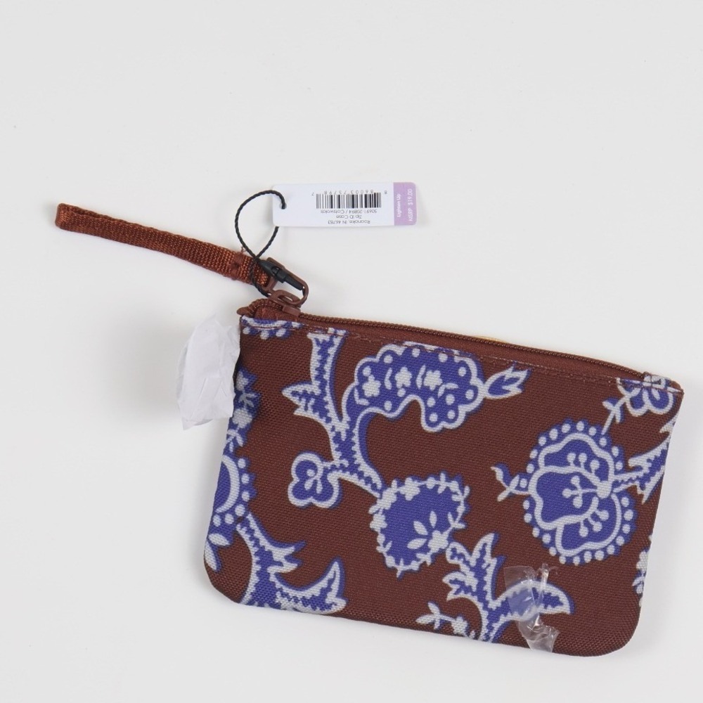 Vera Bradley Zip ID Case Cotswolds Brown Blue Floral NWT